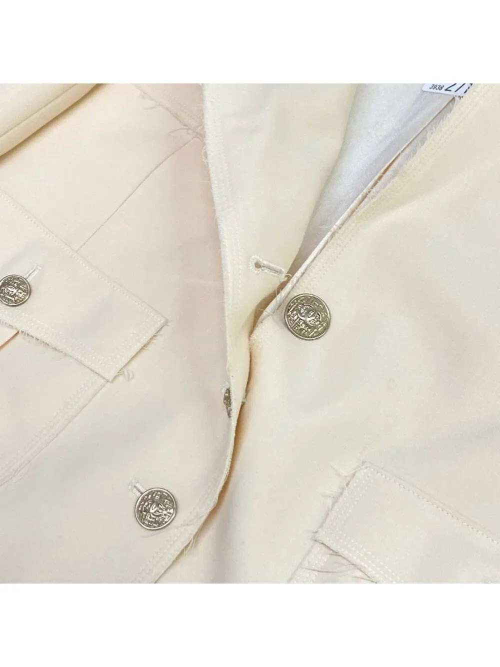 Chanel Jacket M Ivory CC Logo Inside Out Long Sleeve Wool